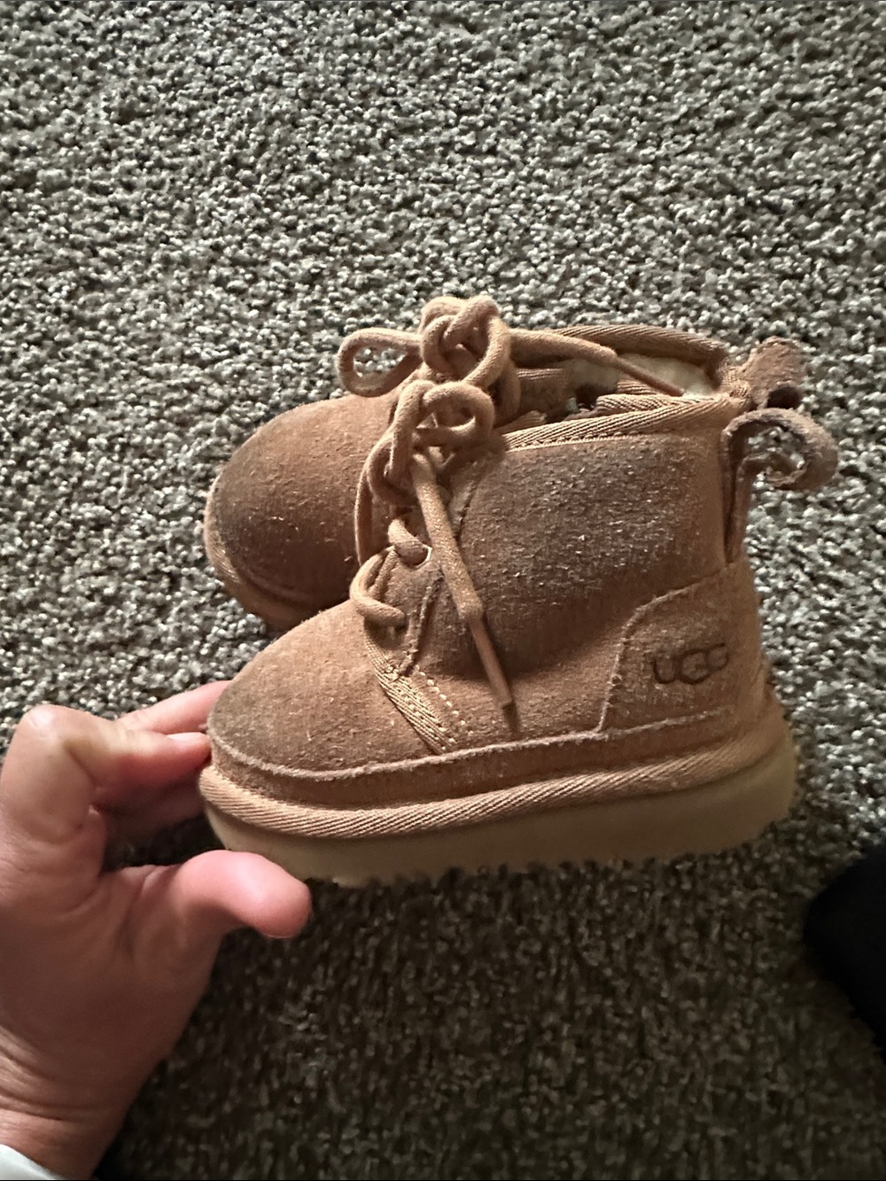 UGG Kids Chestnut Brown Suede Lace-Up Boots
